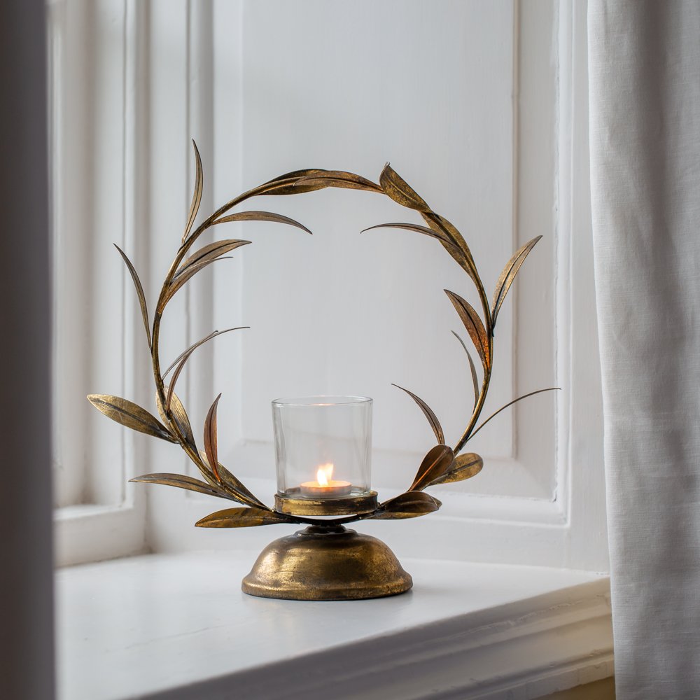 Candleholder Golden Laurel Leaf