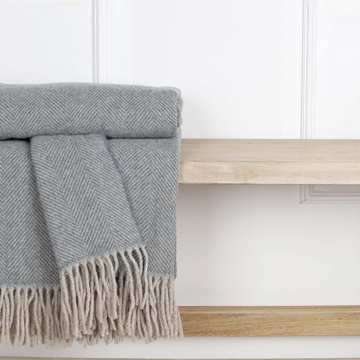 Soft Blue Pure Wool Throw