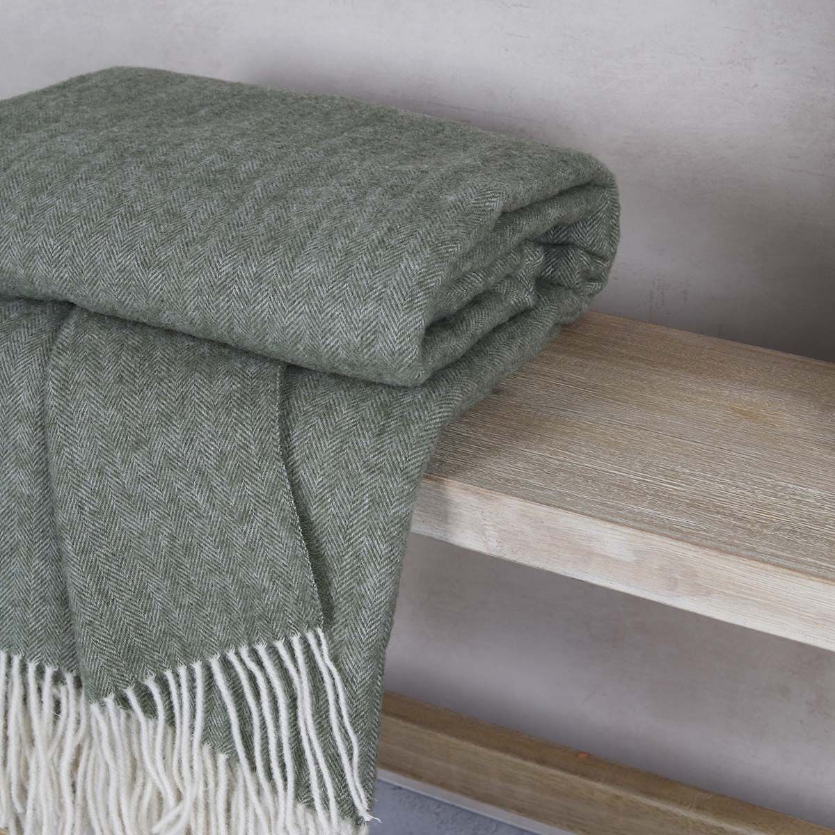 Olive Pure Wool Throw